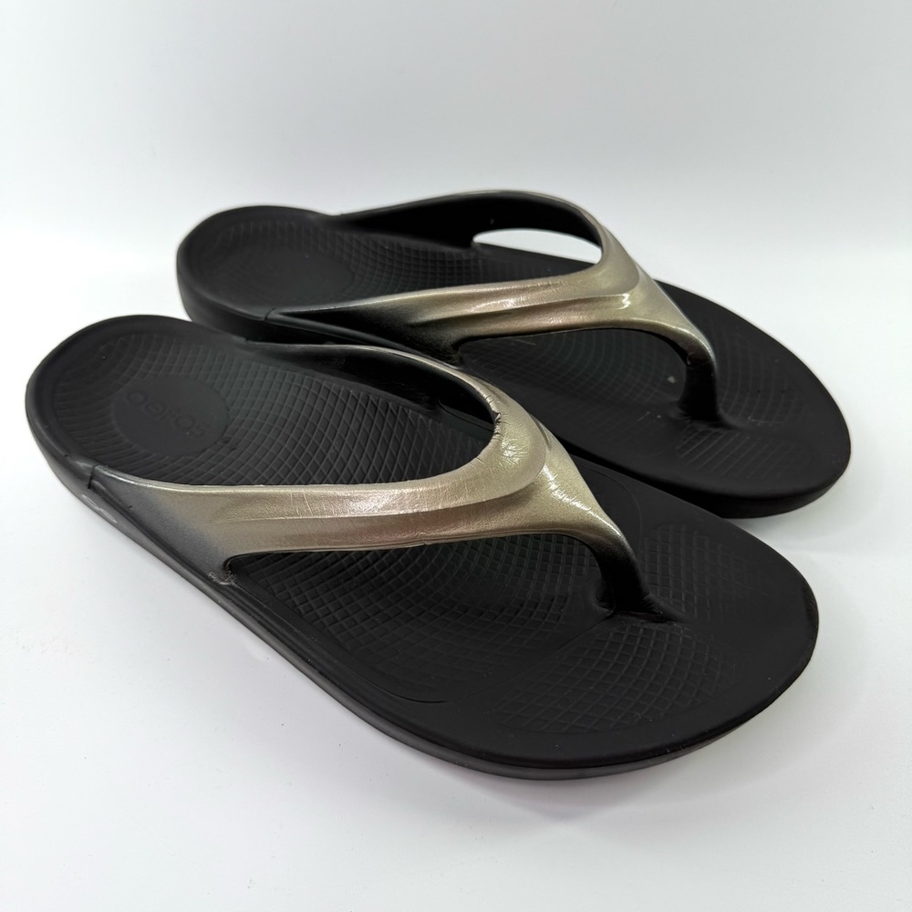 OOFOS OOLALA Luxe Thong Flip Flop Sandals Latte 42/US 11 - Picture 7 of 14
